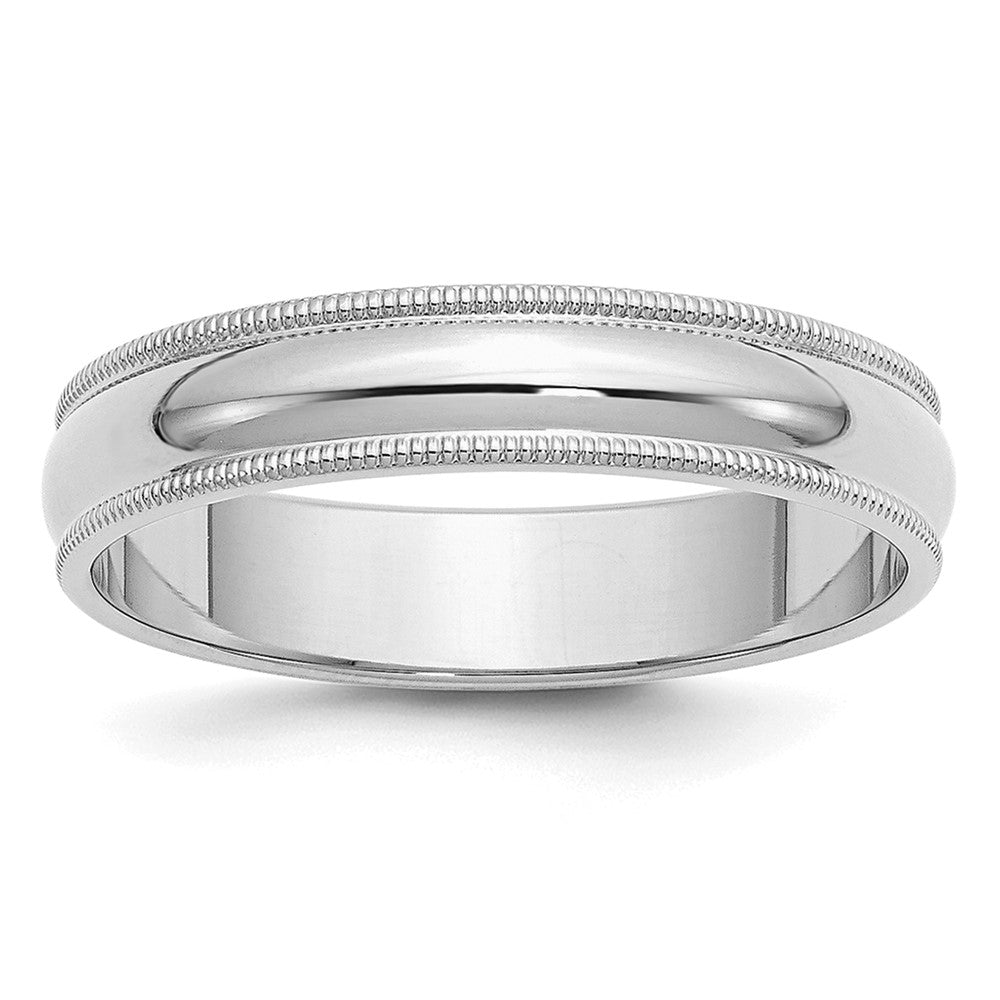 Sterling Silver Rhodium-plated 5mm Half Round Milgrain Size 7 Band