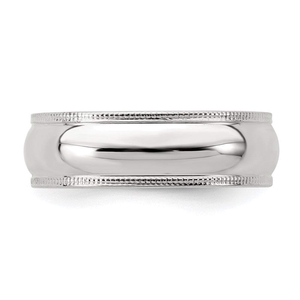 Sterling Silver 6mm Half Round Milgrain Size 9 Band