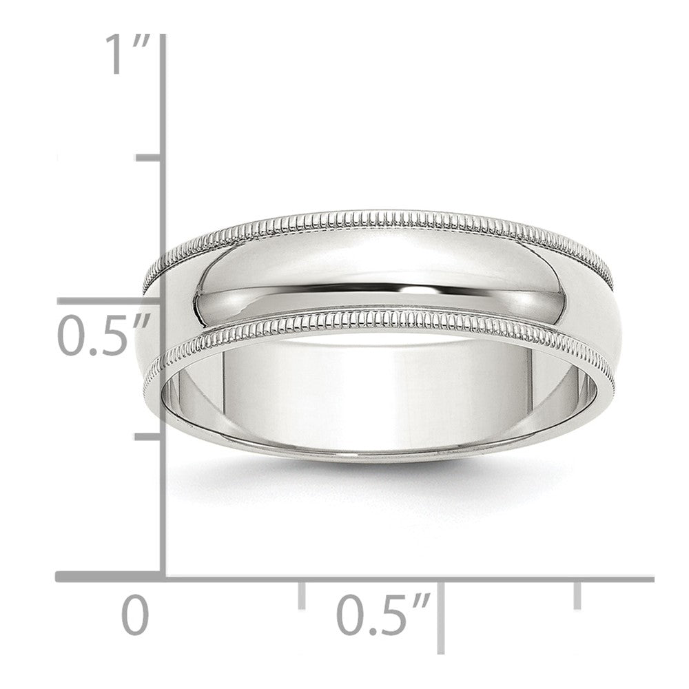 Sterling Silver 6mm Half Round Milgrain Size 5.5 Band