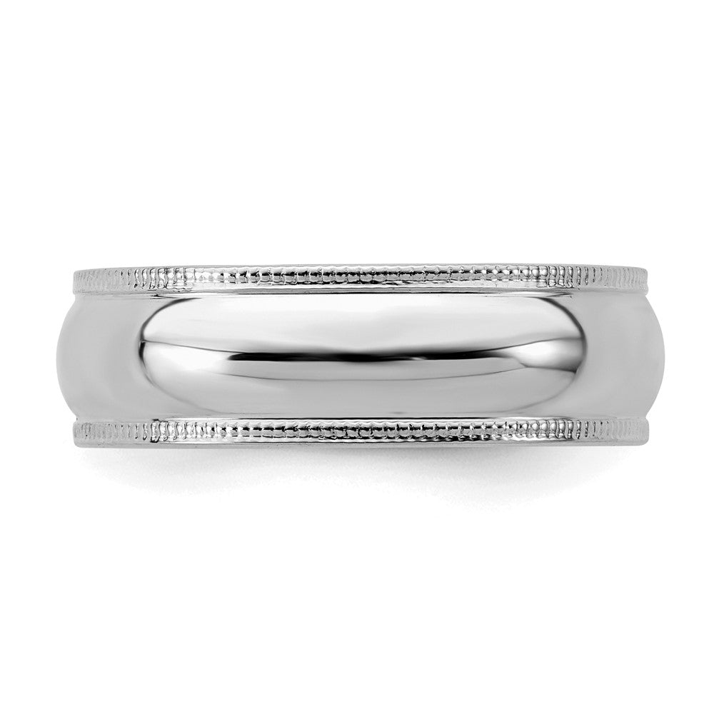 Sterling Silver Rhodium-plated 6mm Half Round Milgrain Size 13.5 Band