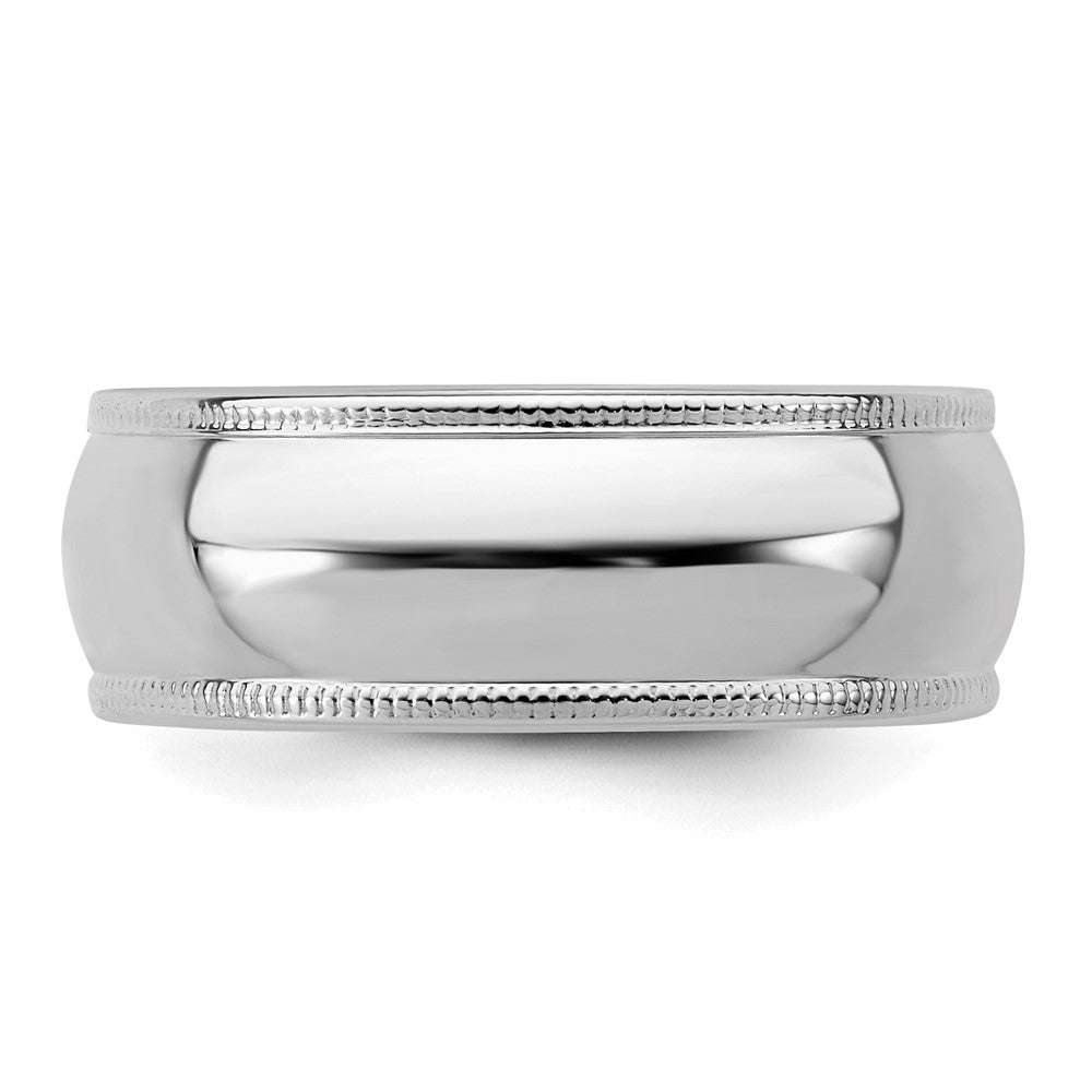 Sterling Silver Rhodium-plated 7mm Half Round Milgrain Size 7 Band