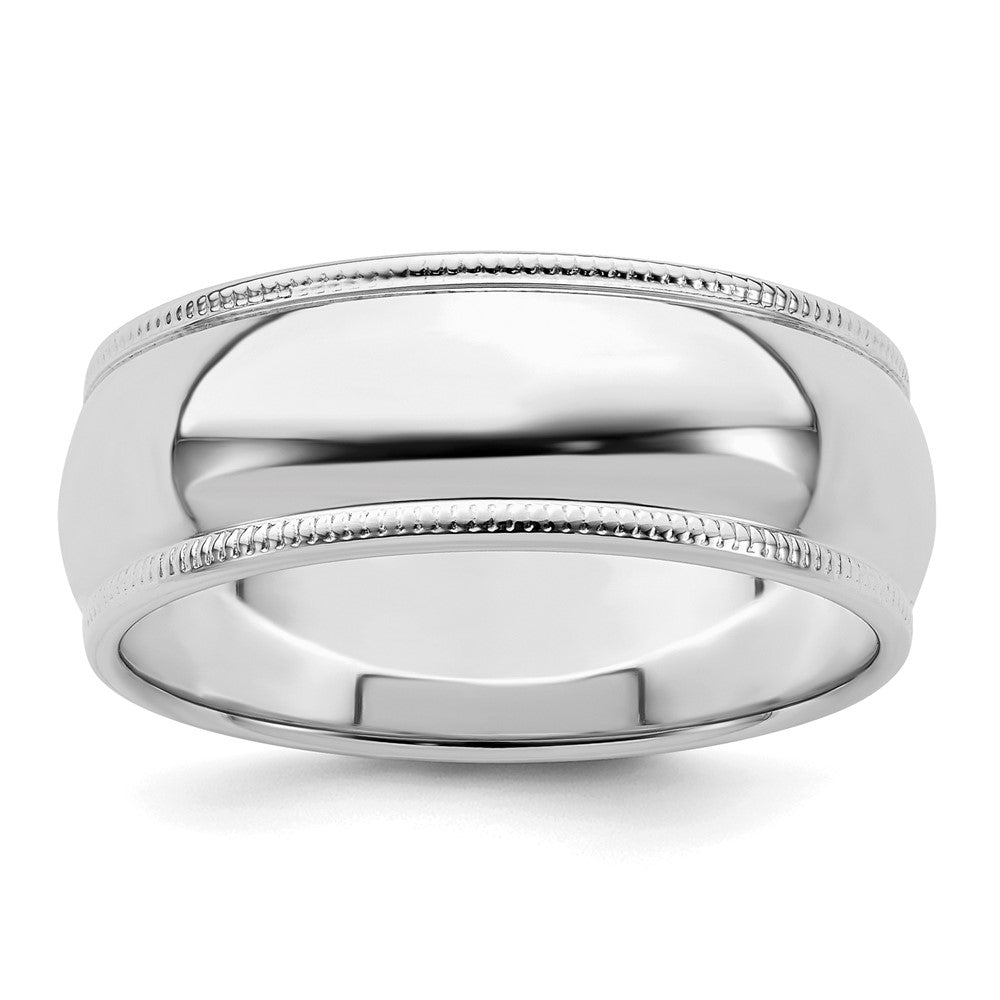 Sterling Silver Rhodium-plated 7mm Half Round Milgrain Size 12 Band