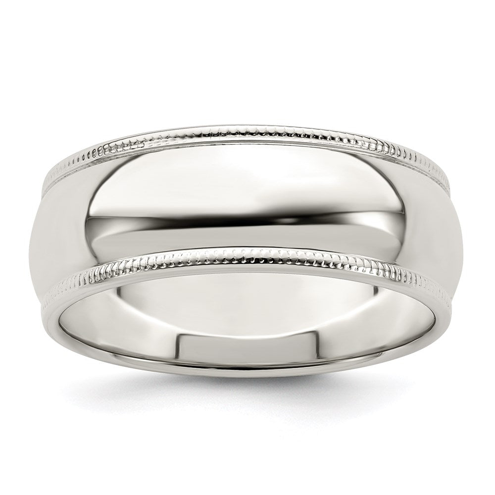 Solid;Polished;Engravable;Sterling silver;Milgrain;Half Round