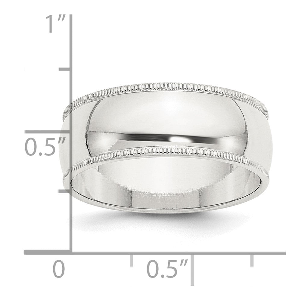 Sterling Silver 8mm Half Round Milgrain Size 12.5 Band