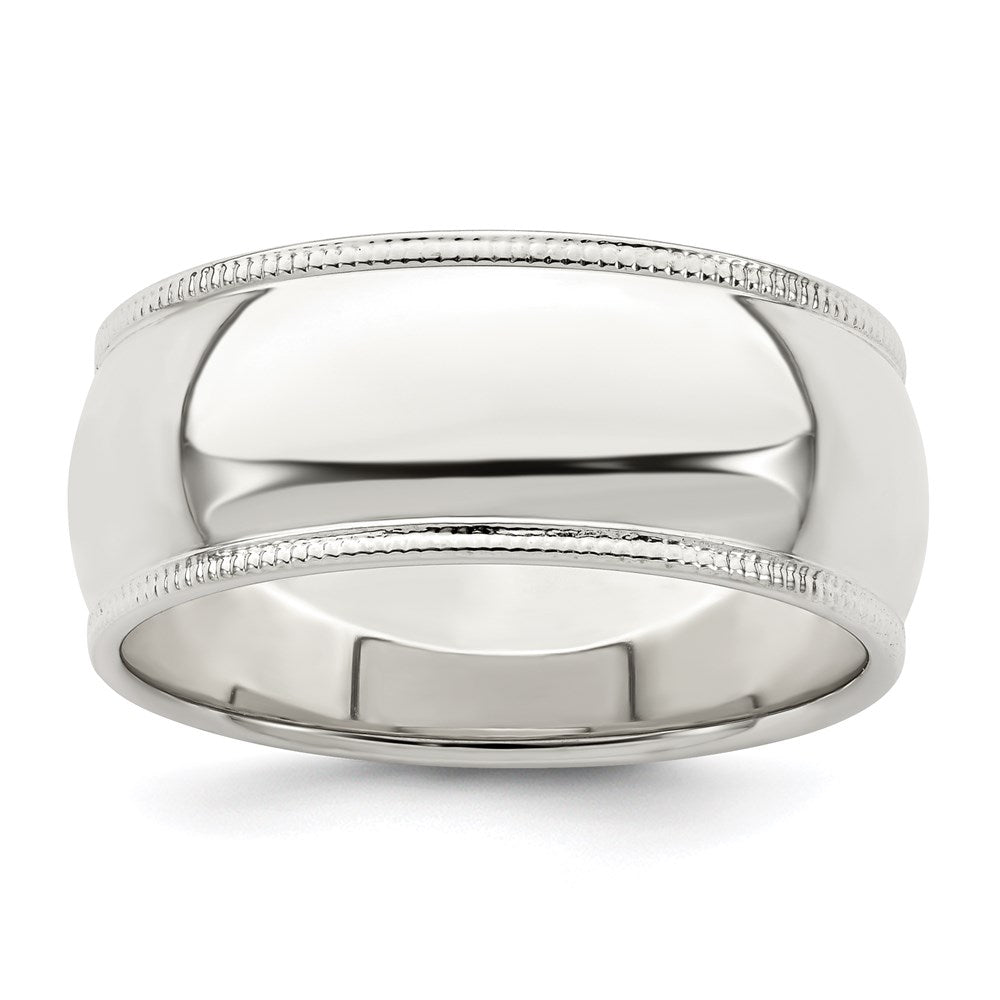 Solid;Polished;Stamped;Engravable;Sterling silver;Milgrain;Half Round