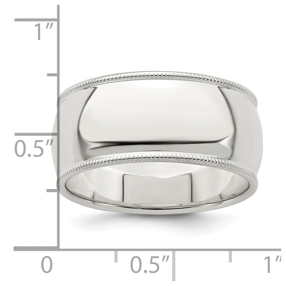 Sterling Silver 9mm Half Round Milgrain Size 12 Band
