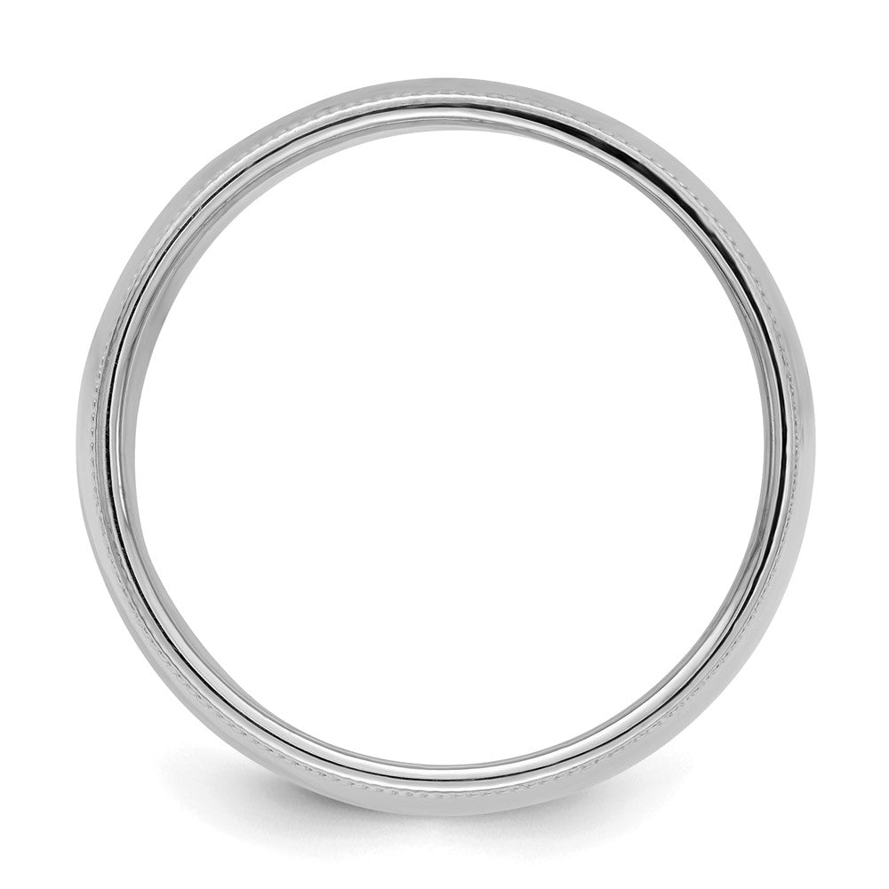 Sterling Silver Rhodium-plated 9mm Half Round Milgrain Size 10 Band