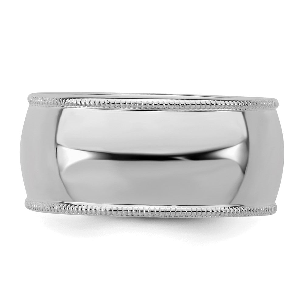 Sterling Silver Rhodium-plated 9mm Half Round Milgrain Size 12 Band