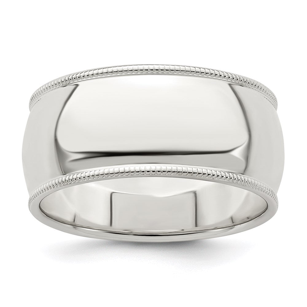 Solid;Polished;Engravable;Sterling silver;Milgrain;Half Round