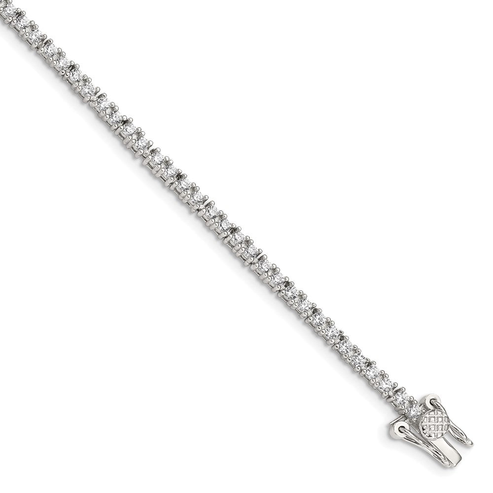 Polished;Sterling silver;CZ;Box catch