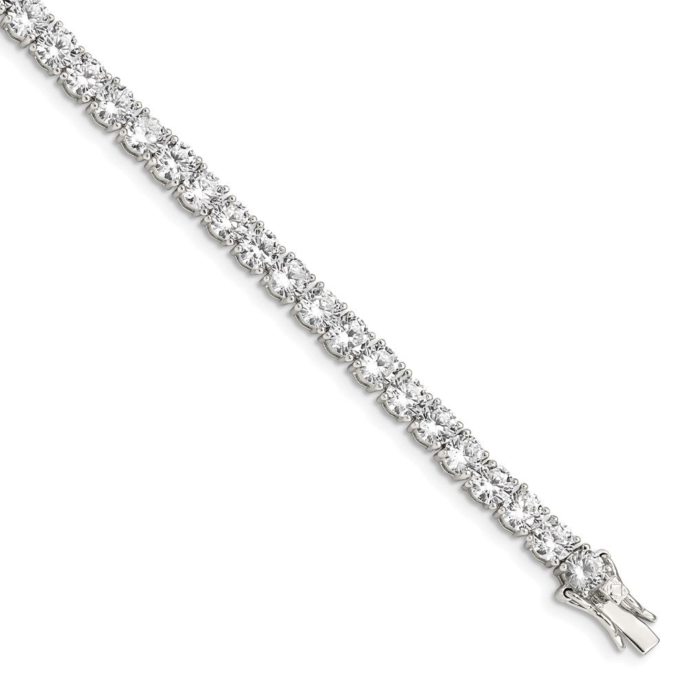 Polished;Sterling silver;CZ;Box catch