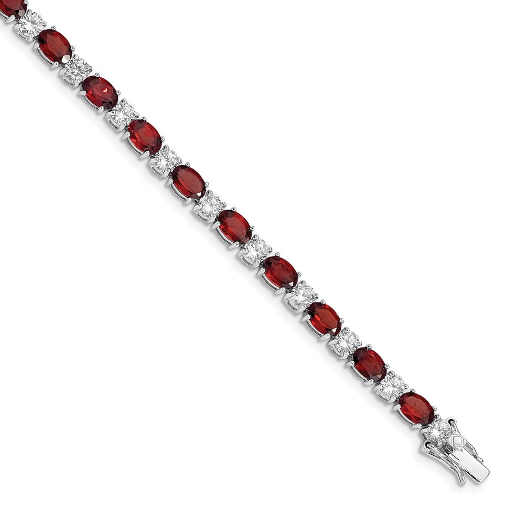 Polished;Sterling silver;CZ;Garnet;Box catch
