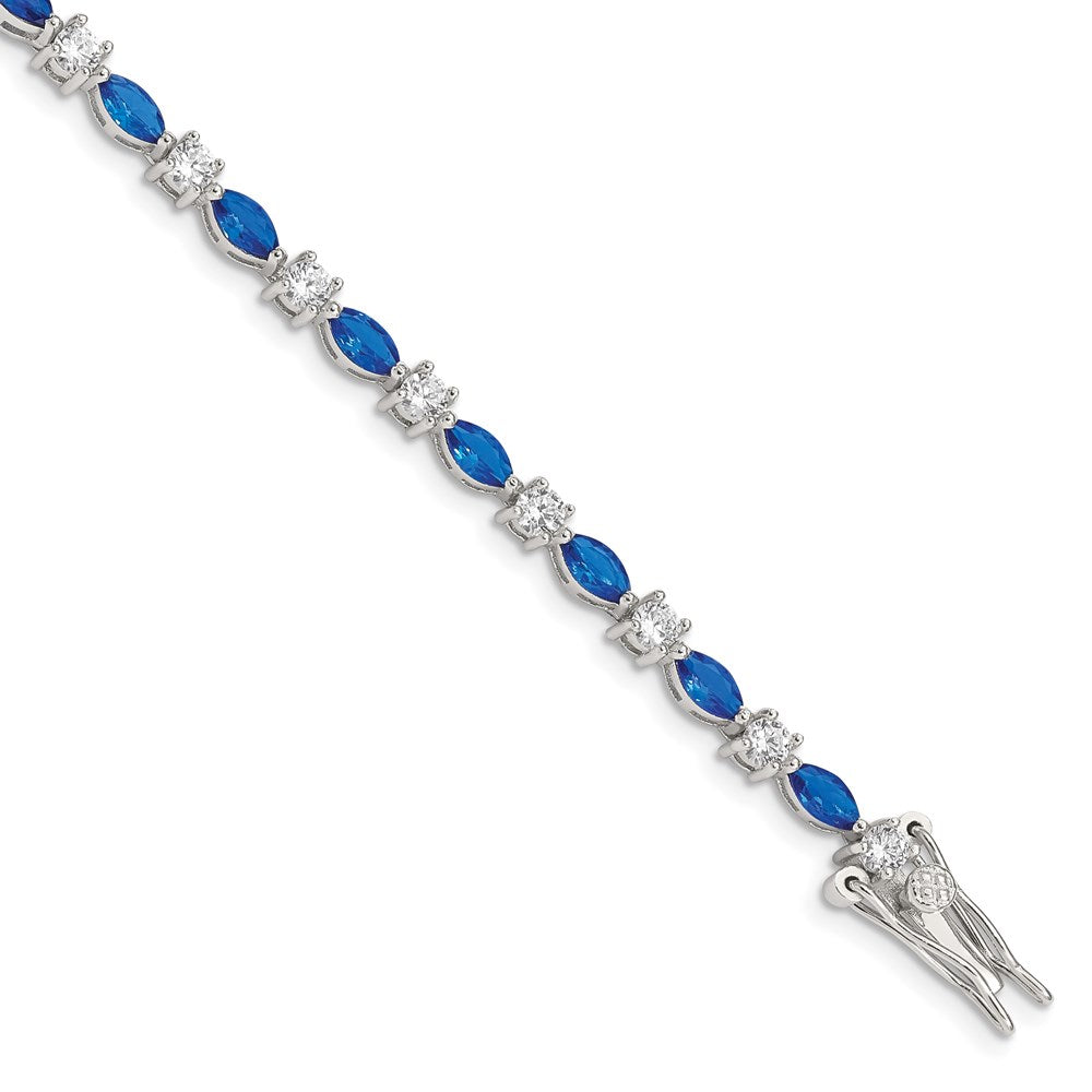 Solid;Casted;Polished;Open back;Sterling silver;CZ;Box catch;37 stones