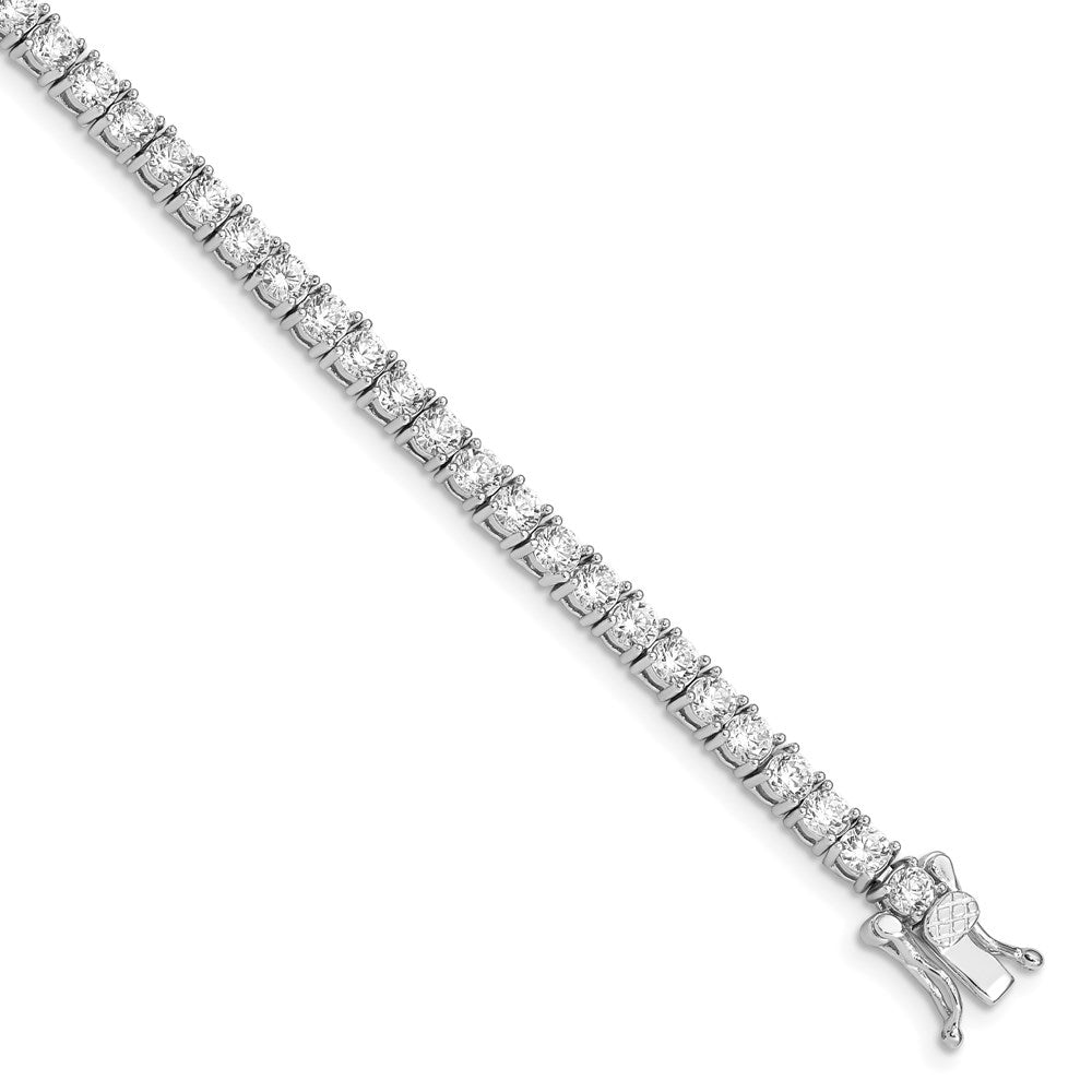 Solid;Polished;Open back;Sterling silver;Reversible;CZ;Safety clasp;Box catch;Rhodium-plated