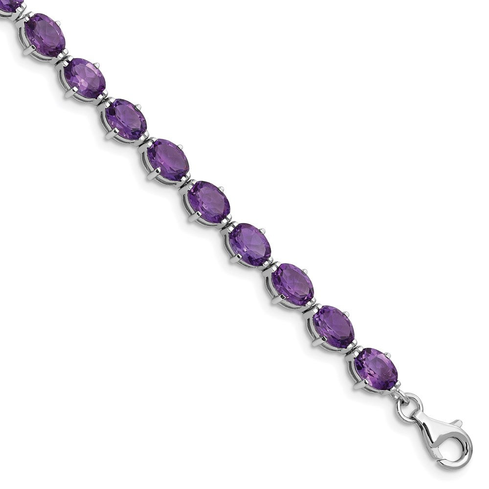 Polished;Sterling silver;Amethyst;Fancy lobster;Rhodium-plated