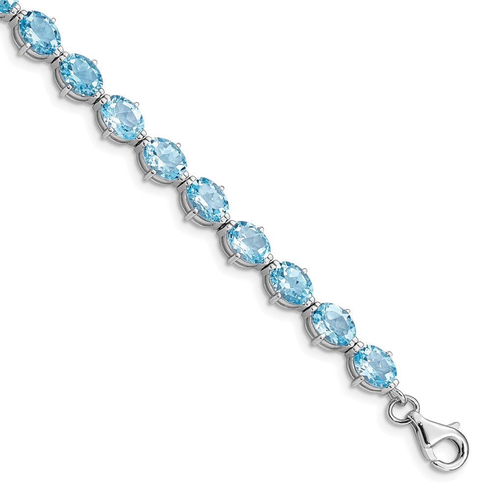 Polished;Sterling silver;Blue topaz;Fancy lobster;Rhodium-plated