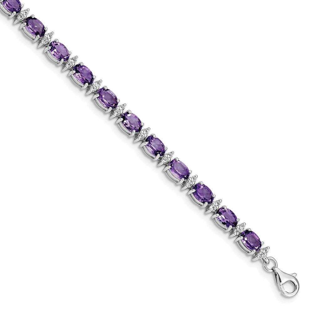 Polished;Sterling silver;Amethyst;Fancy lobster;Rhodium-plated;White topaz
