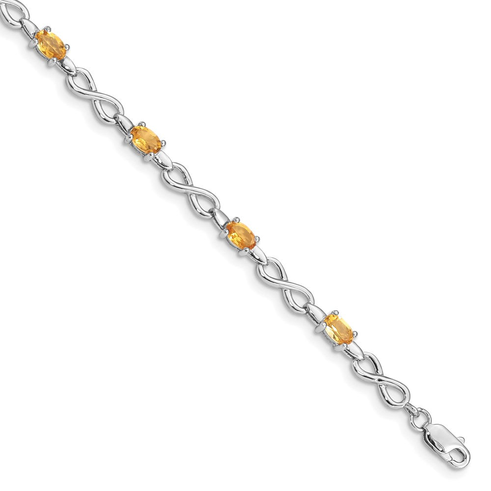 Polished;Lobster;Sterling silver;Citrine;Rhodium-plated