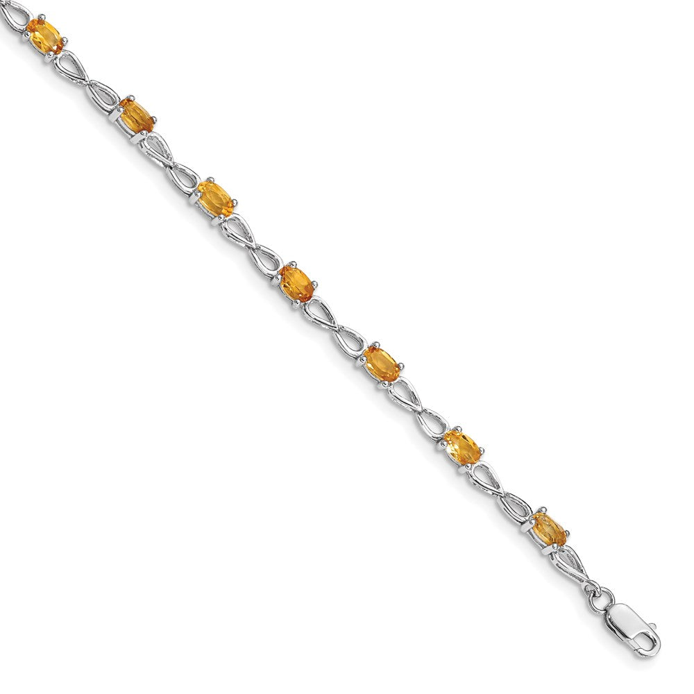 Polished;Lobster;Sterling silver;Citrine;Rhodium-plated