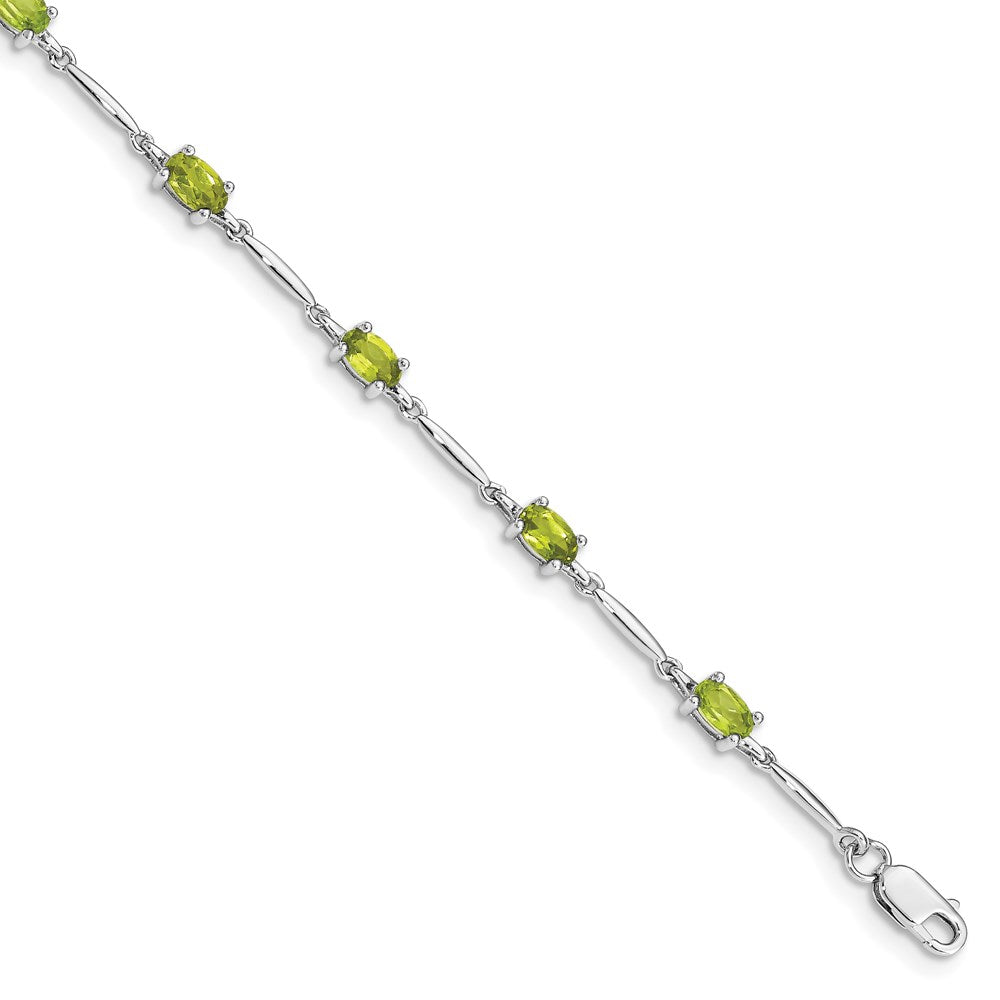 Polished;Lobster;Sterling silver;Peridot;Rhodium-plated