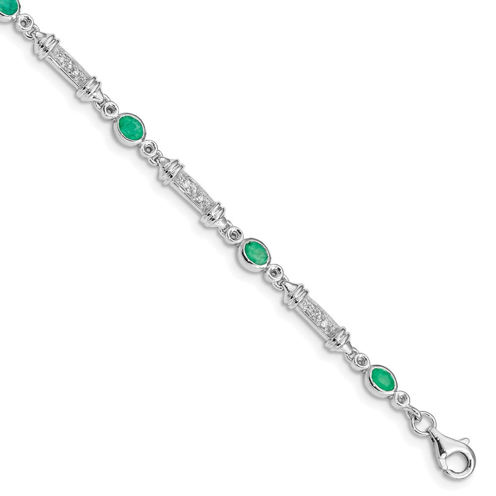 Polished;Open back;Sterling silver;Diamond;Emerald;Fancy lobster