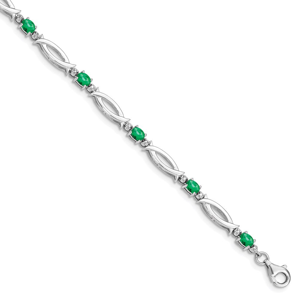 Polished;Open back;Sterling silver;Diamond;Emerald;Fancy lobster