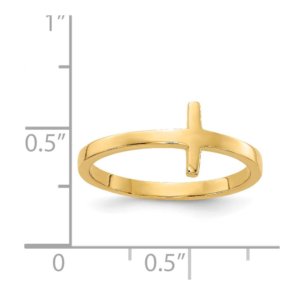 10k YG Sideways Cross Ring