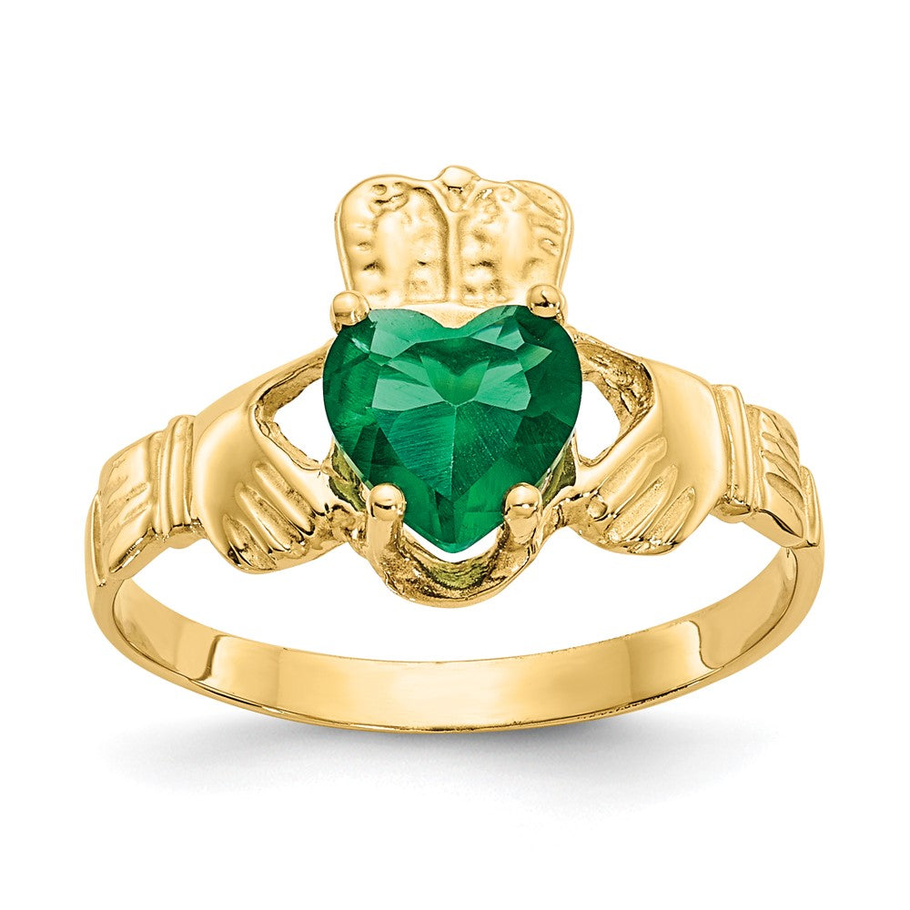 14k Yellow gold;Open back;Synthetic;CZ