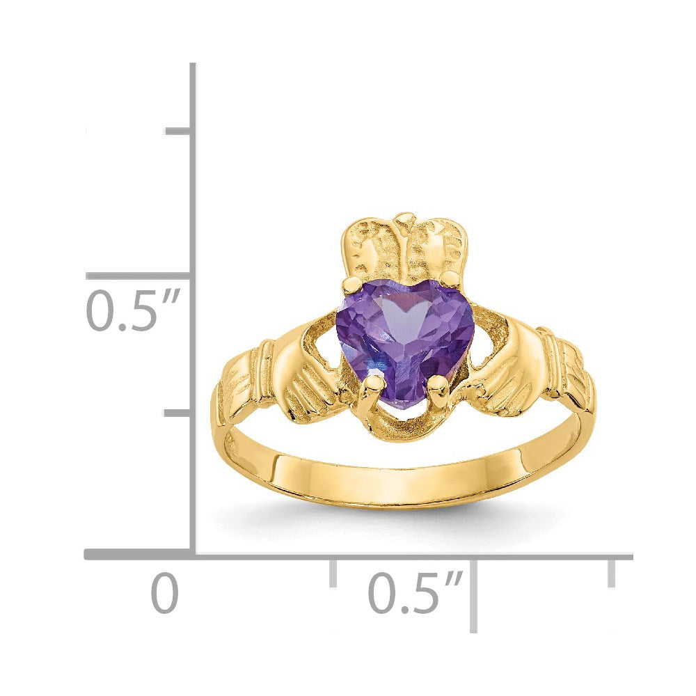 14k June CZ Heart Birthstone Claddagh Ring