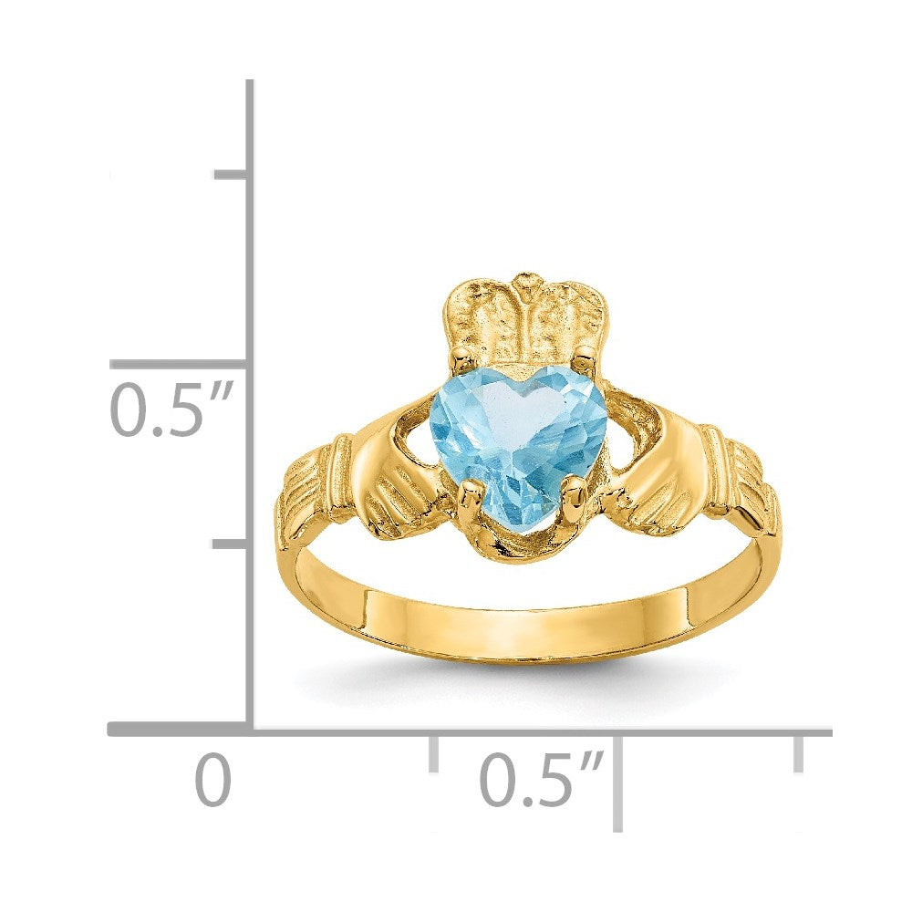 14k December CZ Heart Birthstone Claddagh Ring