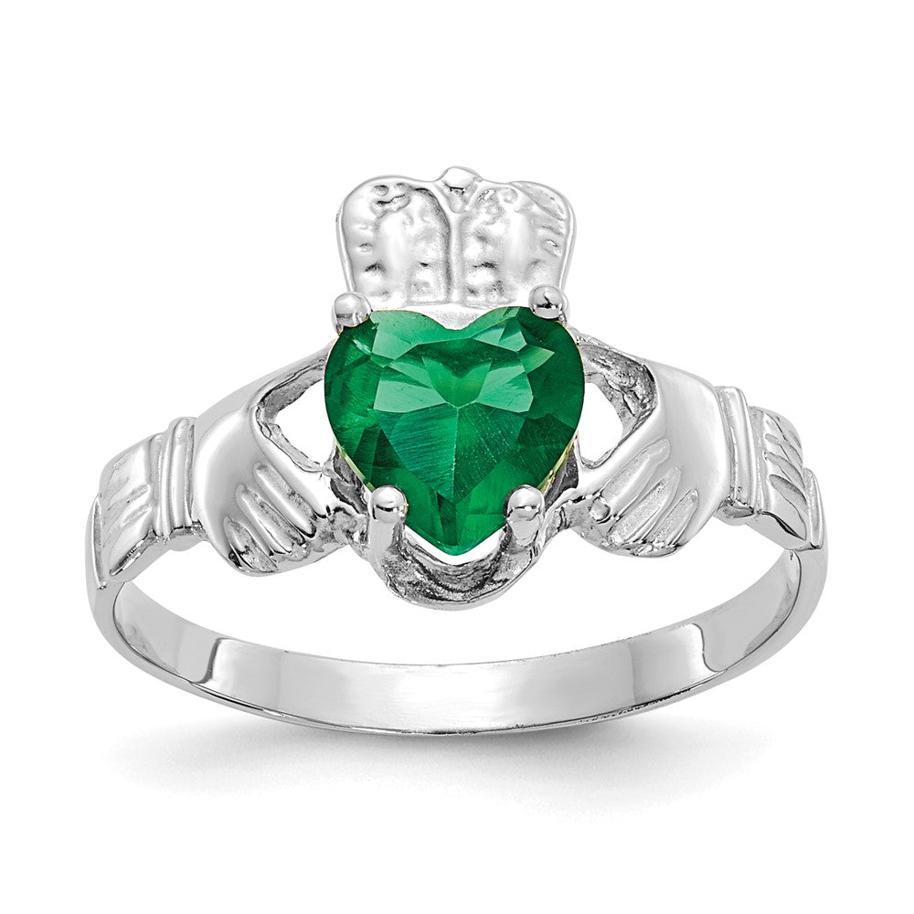 14K White gold;Open back;Synthetic;CZ