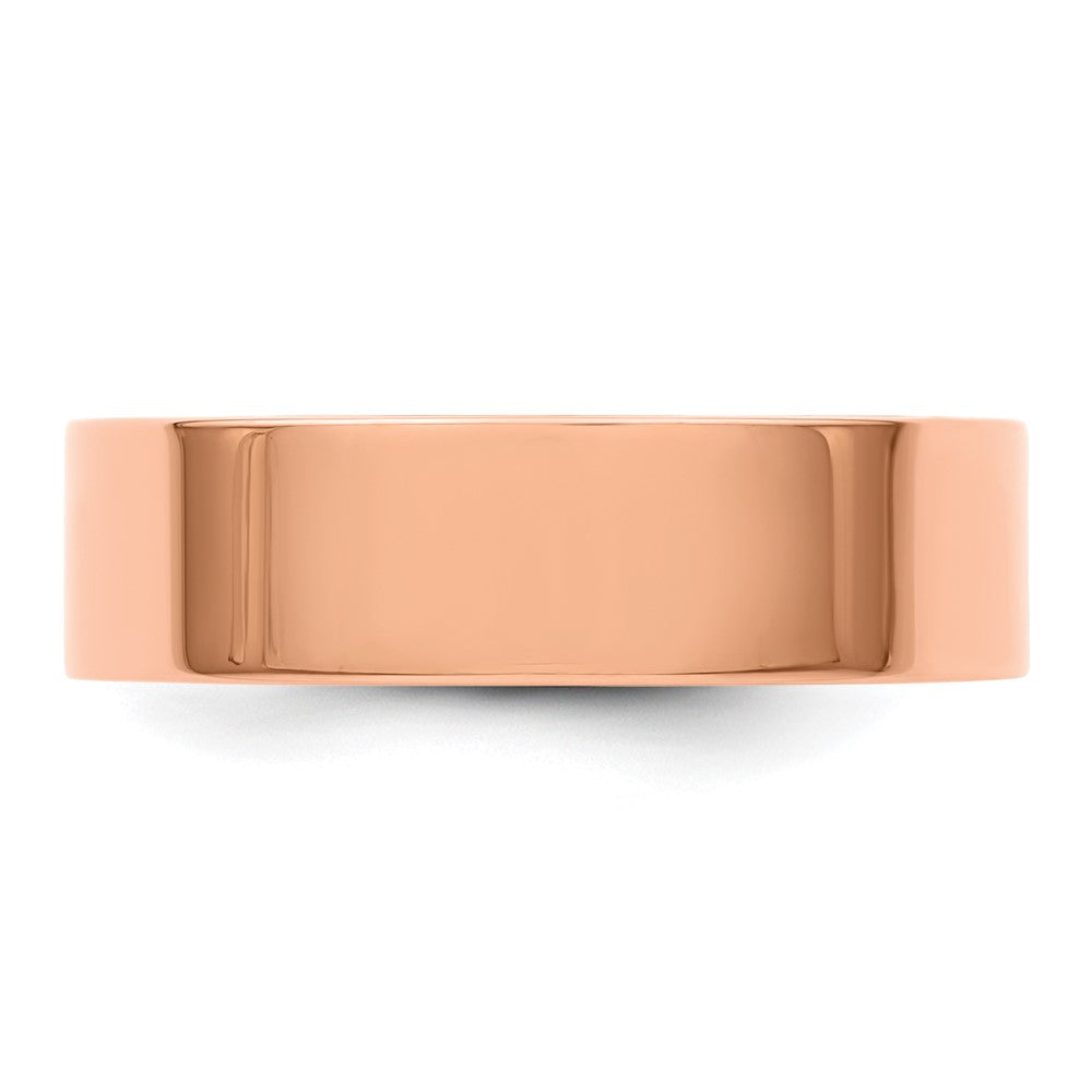 14k Rose Gold 6mm Lightweight Flat Wedding Band Size 11
