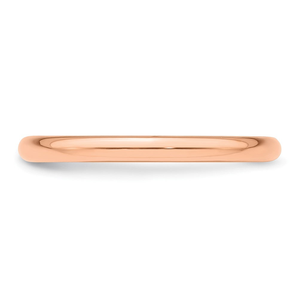 14k Rose Gold 2mm Half-Round Wedding Band Size 6.5