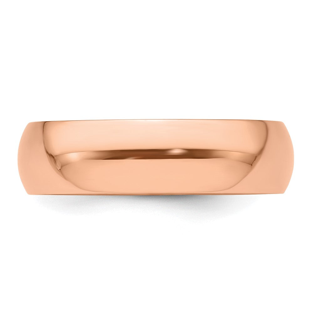 14k Rose Gold 6mm Half Round Wedding Band Size 10