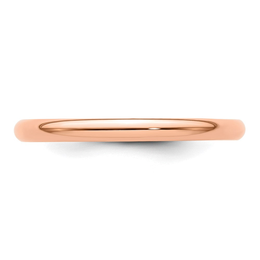 14k Rose Gold 2mm Lightweight Half Round Wedding Band Size 6