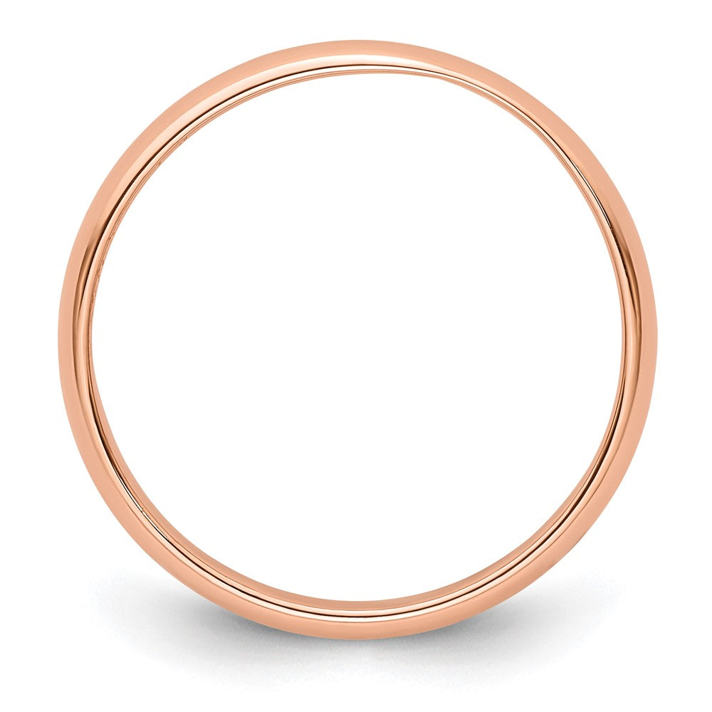 14k Rose Gold 3mm Lightweight Half Round Wedding Band Size 6