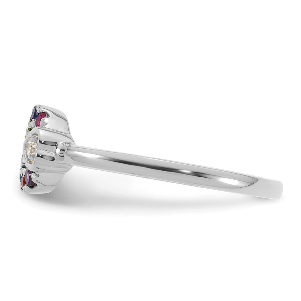 14k WG  Dia. Heart w/ 8 Birthstone Mother's Circle Ring Semi-mount