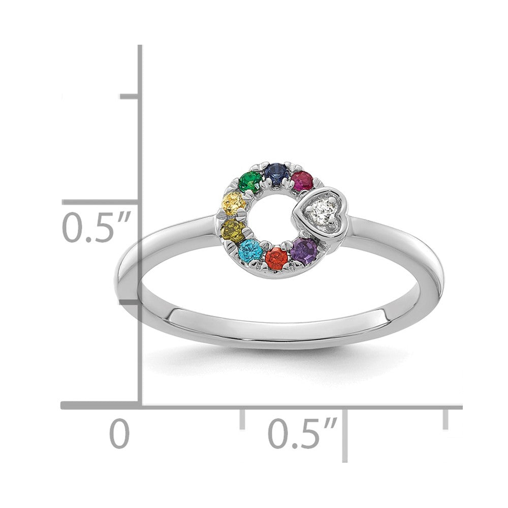 14k WG  Dia. Heart w/ 8 Birthstone Mother's Circle Ring Semi-mount