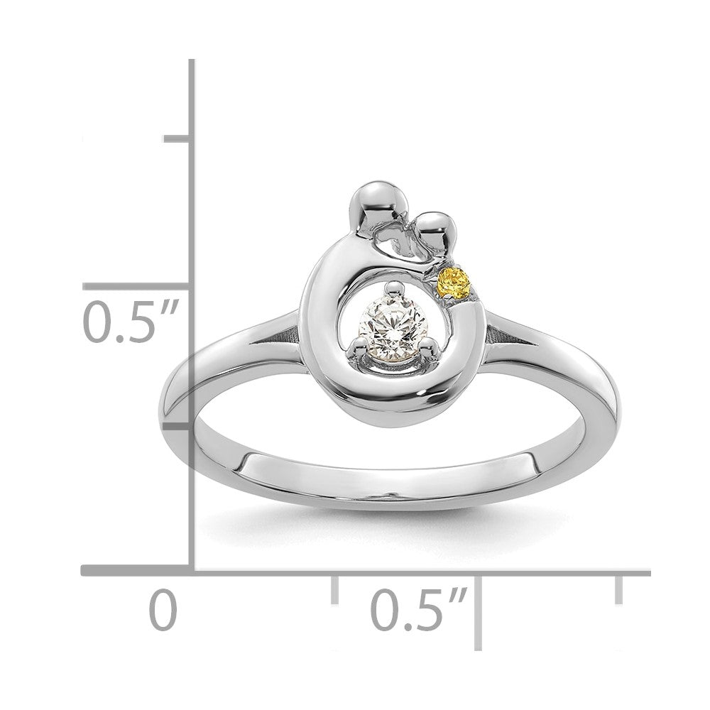 14k WG Diamond with 1 Birthstone Mother/Child Ring Semi-mount