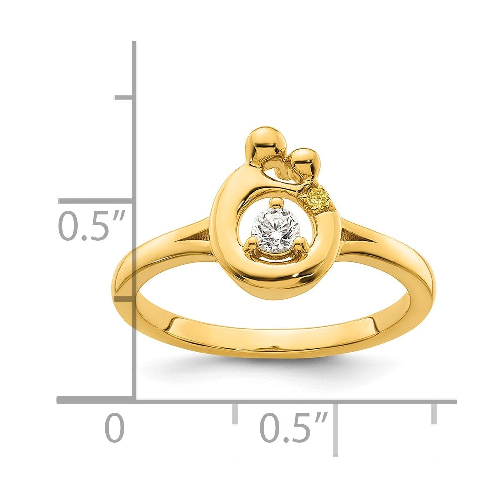 14k Diamond with 1 Birthstone Mother/Child Ring Semi-mount
