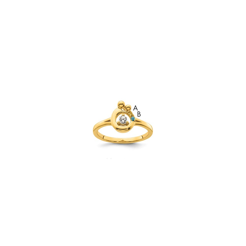 14k Diamond with 2 Birthstone Mother/Child Ring Semi-mount