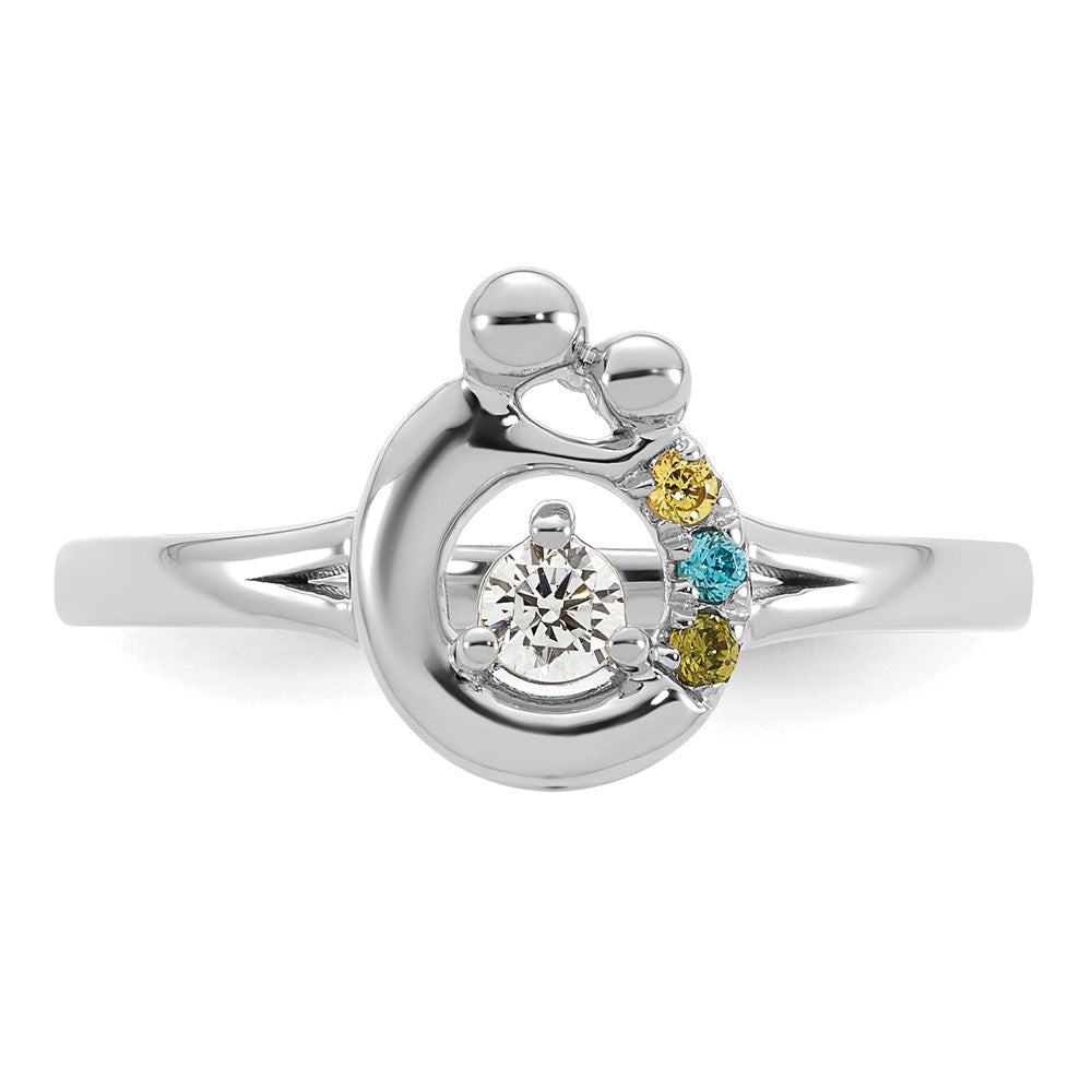 14k WG Diamond with 3 Birthstone Mother/Child Ring Semi-mount