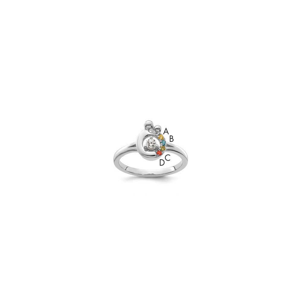 14k WG Diamond with 4 Birthstone Mother/Child Ring Semi-mount