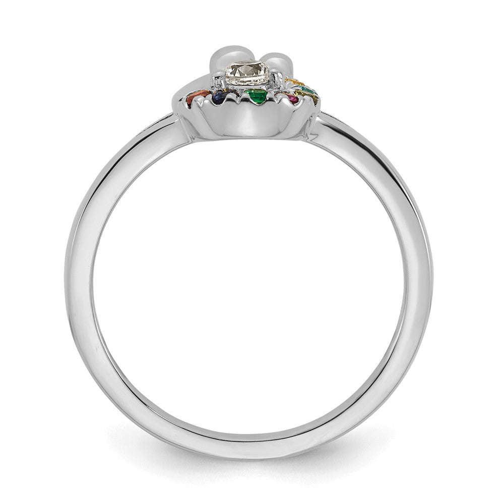 14k WG Diamond with 7 Birthstone Mother/Child Ring Semi-mount