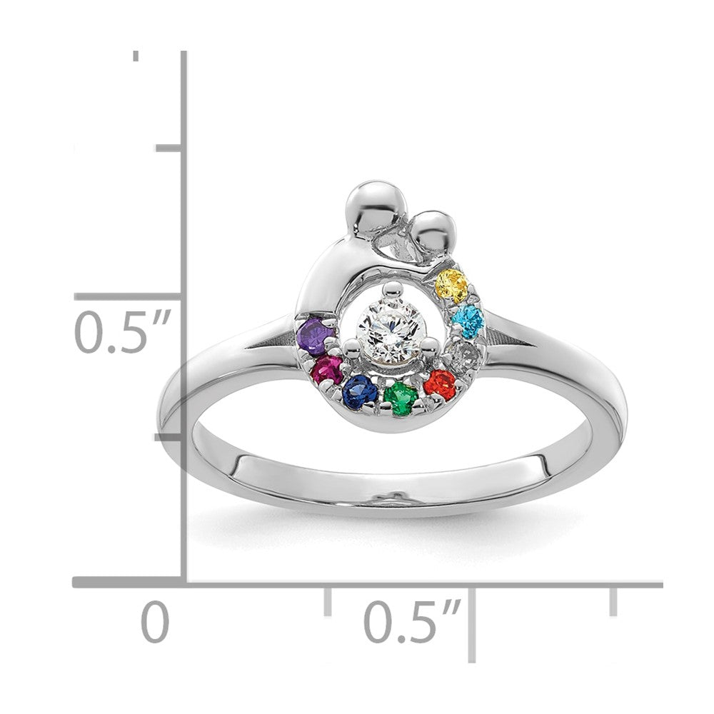 14k WG Diamond with 8 Birthstone Mother/Child Ring Semi-mount