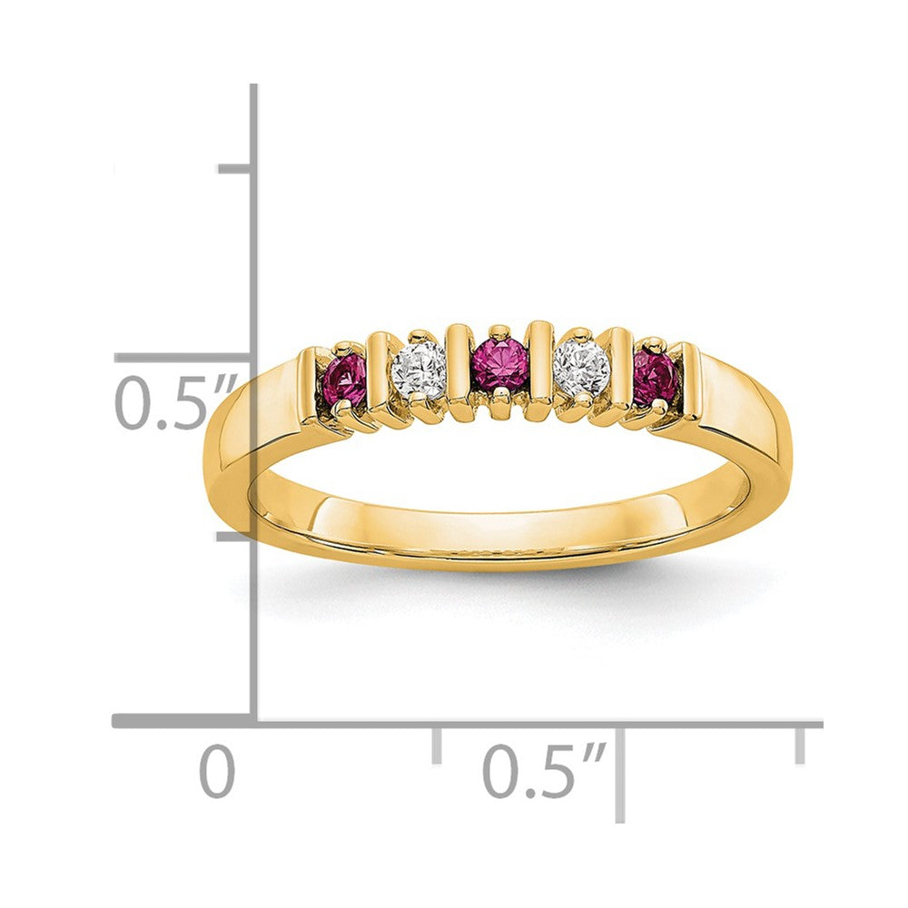 14k Yellow Gold 1/15 carat Diamond and Ruby Complete Band