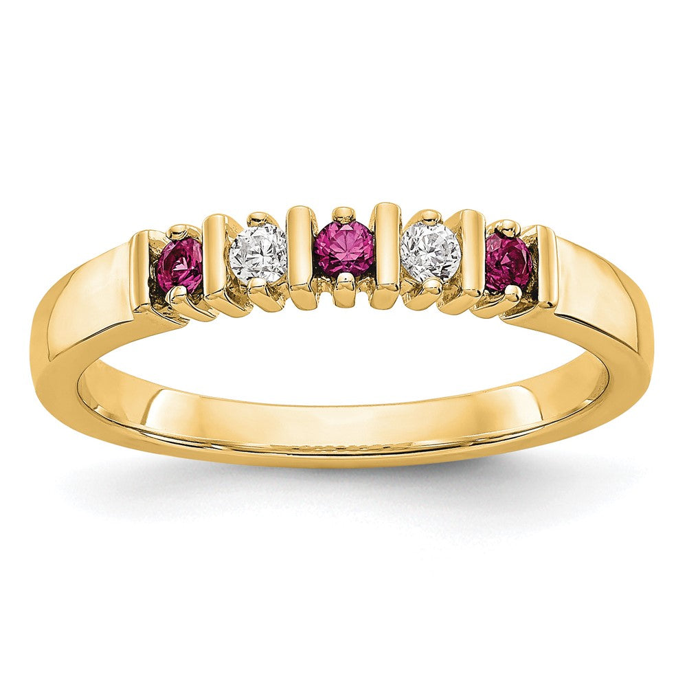 14k Yellow Gold 1/15 carat Diamond and Ruby Complete Band