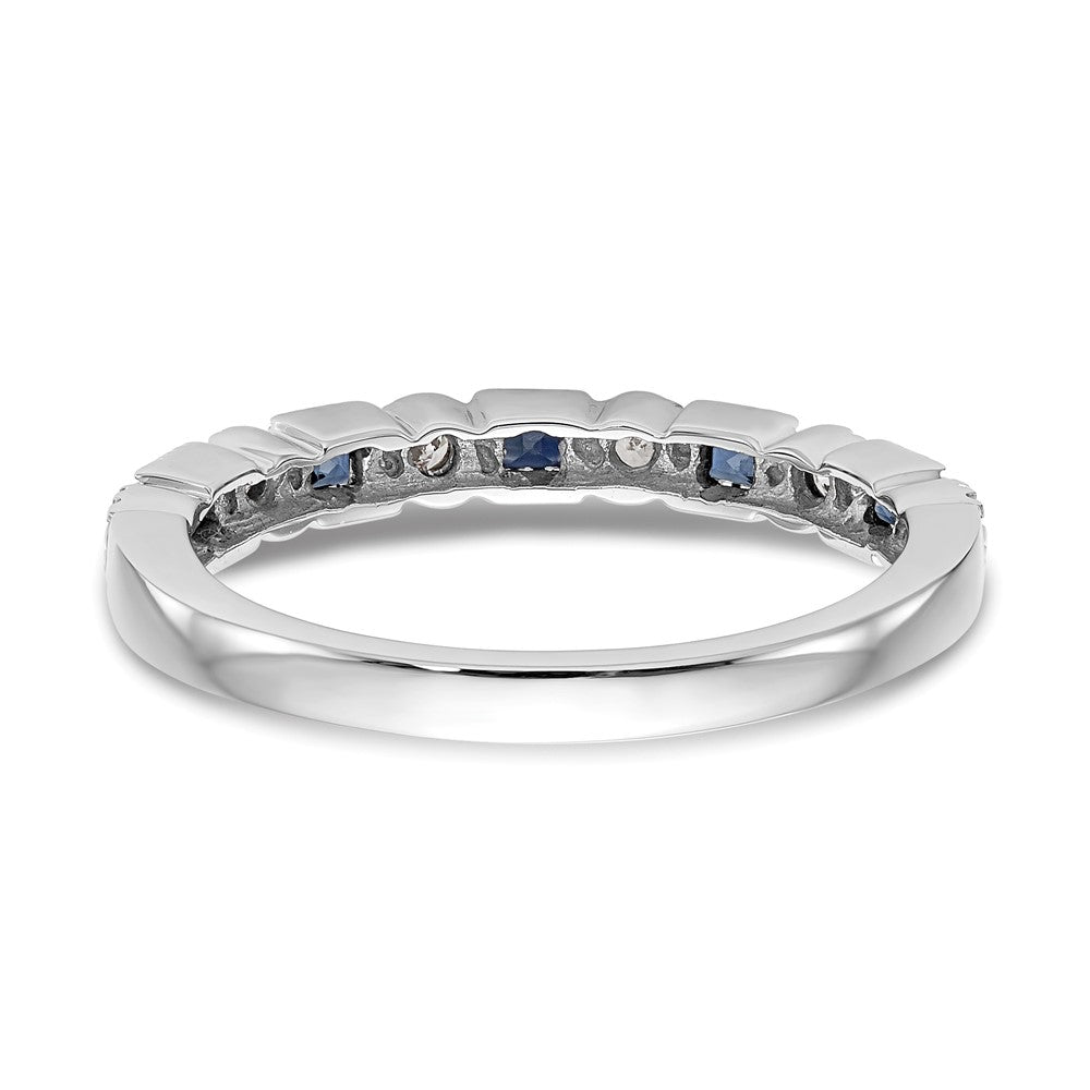 14k White Gold 1/10 carat Diamond and Blue Sapphire Complete Band