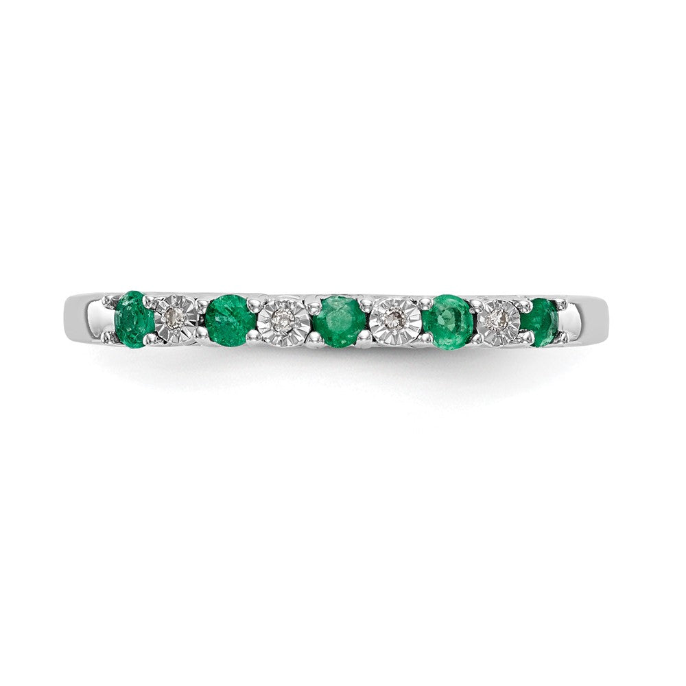 10K White Gold Diamond w/Emerald Band