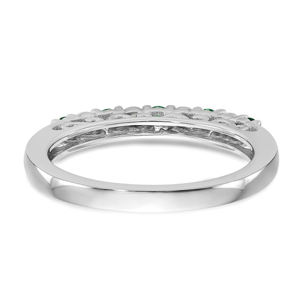 10K White Gold Diamond w/Emerald Band